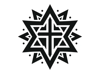 Christian Cross Symbol with Star Logo Template