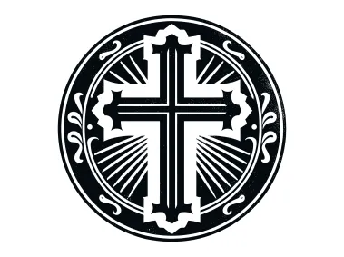 Circle Christian Cross Symbol Logo Template