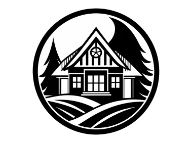 Circle Cottage in Forest Logo Template