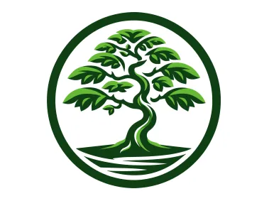 Circle Green Bonsai Tree Logo Template