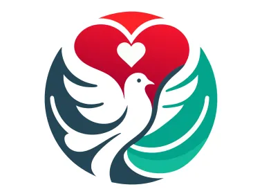 Colored Abstract Dove with Heart Shaped Logo Template