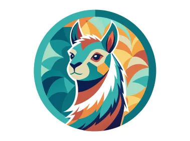 Colored Alpaka Lama Illustration Logo