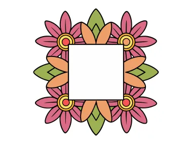 Colored Beautiful Minimalist Floral Frame Border Vector