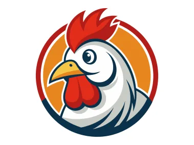 Colored Chicken in Circle Logo Template