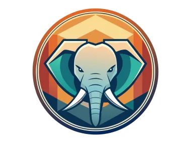 Colored Elephant Illustration Design Logo Template