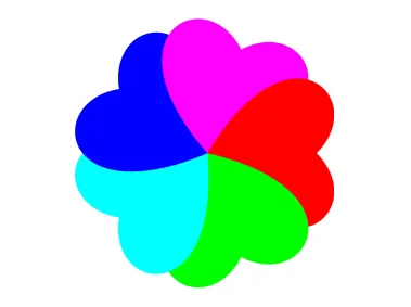 Colored Flower with Hearts Symbol Logo Template