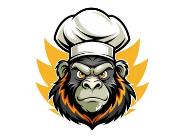 Colored Gorilla with Chef Hat Logo Template