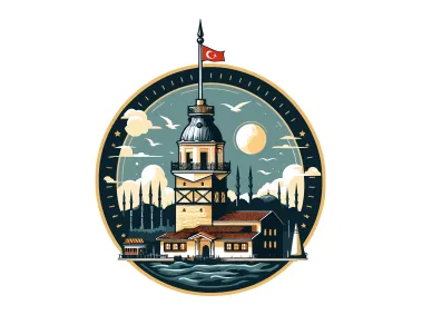 Colored Istanbul Maiden's Tower Illustration Vector
