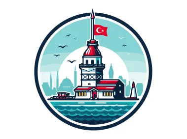 Colored Istanbul Maiden's Tower in Circle Logo