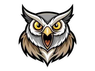 Colored Owl Illustration Open Mouth Logo Template
