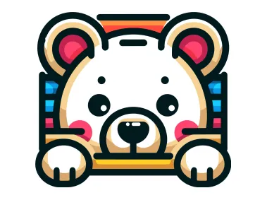 Colored Peeking Bear Logo Template