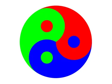 Colored Triple Yin Yang Logo