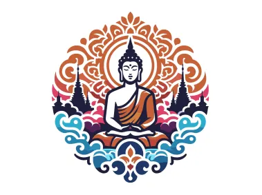 Colored Vector Buddha Design Logo Template