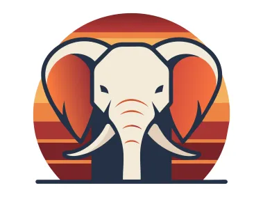 Colorful Frontview Elephant Illustration Logo Template