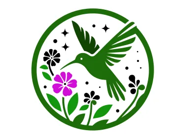 Colorful Hummingbird Floral Logo Template