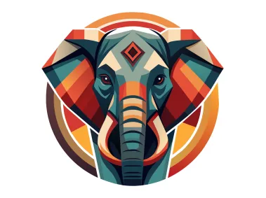 Colorful Indian Elephant Illustration Logo Template