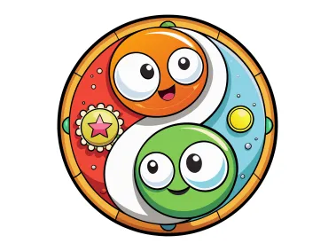 Comic Yin-Yang Orb Badge Logo Template