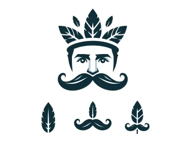Crowned Mustache Man Logo