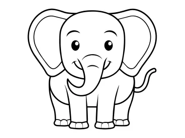 Cute Linear Elephant Design Logo Template