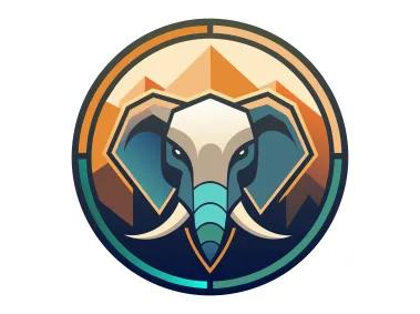 Decorative Elephant Illustration Design Logo Template