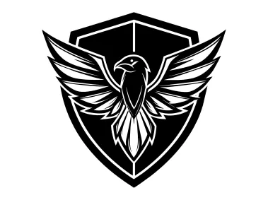 Detailed Falcon or Eagle in Shield Shape Logo Template