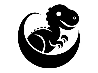 Dinosaur in Crescent Logo Template