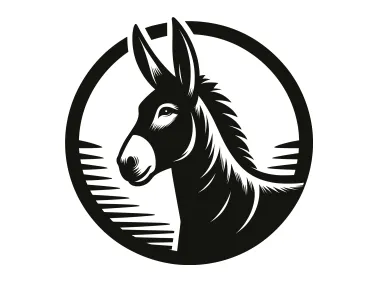 Donkey Head in Circle Logo Template