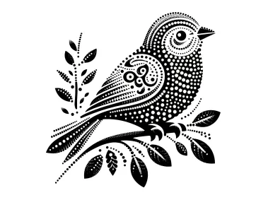 Dotted Halftone Bird on Branch Logo Template