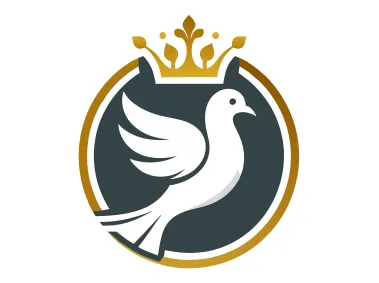 Dove Bird with Golden Crown in Circle Logo Template
