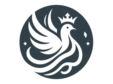 Dove with Crown in Black Circle Logo Template