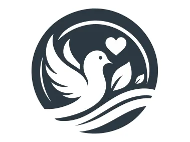 Dove with Leaves and Heart in Circle Logo Template