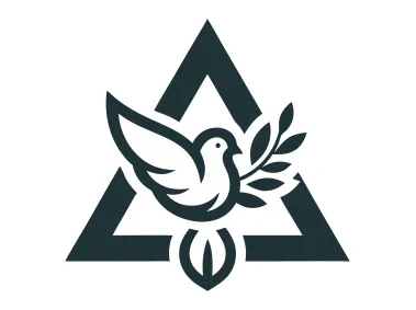Dove with Olive Branch in Triangle Shape Logo Template