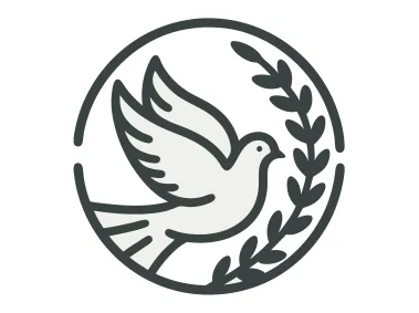 Dove with Olive Branch Wreath in Circle Logo Template