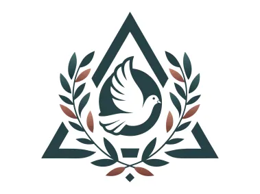 Dove with Olive Branch Wreath in Triangle Logo Template
