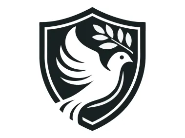 Dove with Wreath in Shield Shape Logo Template