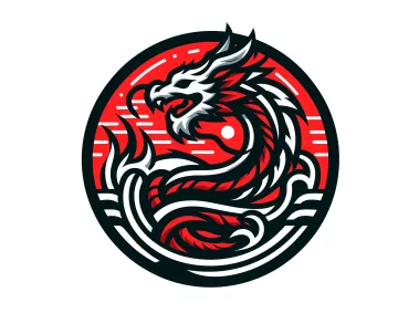 Dragon in Red Circle Logo Template