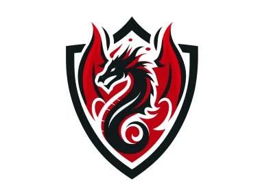 Dragon in Shield Logo Template