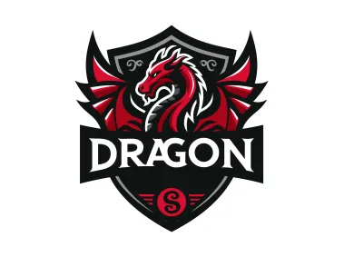 Dragon with Text in Shield Logo Template