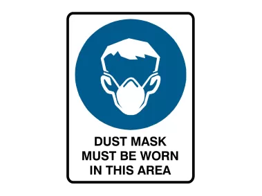 Dust Mask Must Be Worn In This Area Sign Vector