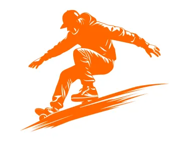 Dynamic young skateboarder silhouette Logo Template