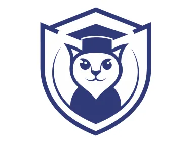 Education Student Cat Design Logo Template