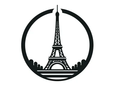 Eiffel Tower in Black Circle Logo Template