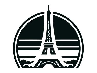 Eiffel Tower in Circle Shape Logo Template