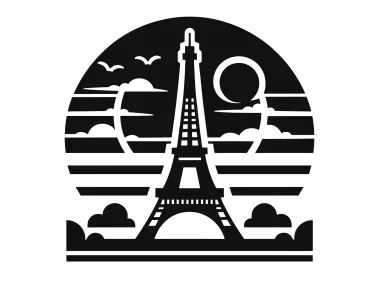 Eiffel Tower in Circle Logo Template