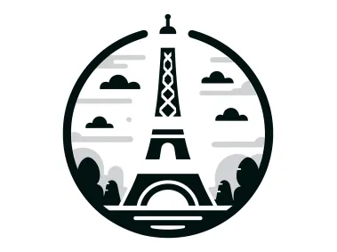 Eiffel Tower in Cloudy Weather Logo Template