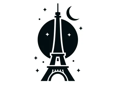 Eiffel Tower in the Night Logo Template