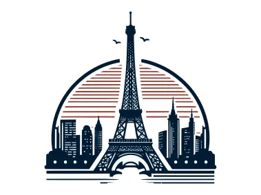 Eiffel Tower with Paris Silhouette Logo Template