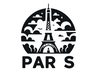 Eiffel Tower with Paris Text Logo Template
