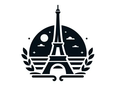 Eiffel Tower with Wreath Logo Template