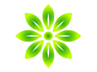 Eight Petals Glowing Green Flower Logo Template